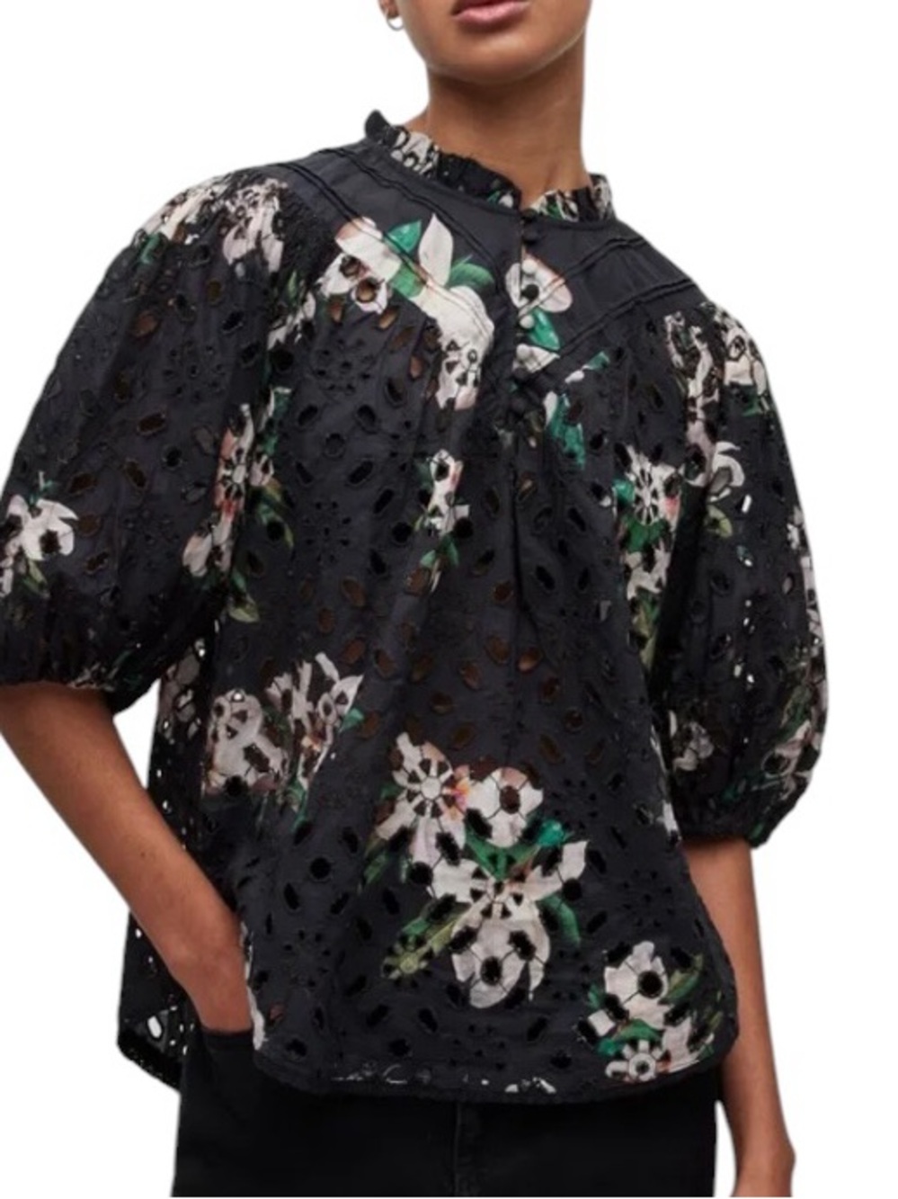 All Saints Tila Alessandra Broderie Top cotton eyelet detail excellent condition